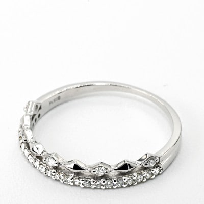 極細　ティアラリング　PT900　ダイヤモンド0.18CT　幅約3ミリ幅　RCR004DI-P#10