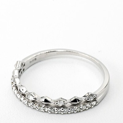 極細　ティアラリング　PT900　ダイヤモンド0.18CT　幅約3ミリ幅　RCR004DI-P#11
