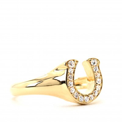 K18 馬蹄モチーフリング　ダイヤ0.12CT　ラッキーアイテム RCR003DI-Y #9