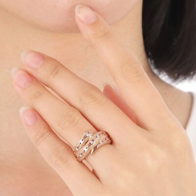 K18PG ダイヤ0.20CT 蛇リングγ　RCR0013DI-R #7