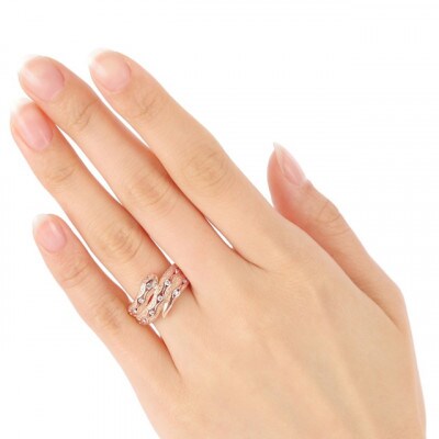 K18PG ダイヤ0.20CT 蛇リングγ　RCR0013DI-R #7