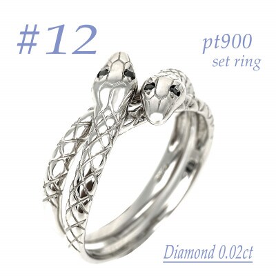 PTダイヤ0.01CT 双頭の蛇デザインセットリングδ　RCR014BD-P #12