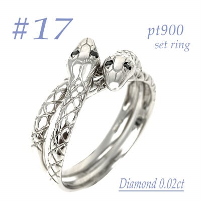 PTダイヤ0.01CT 双頭の蛇デザインセットリングδ　RCR014BD-P #17