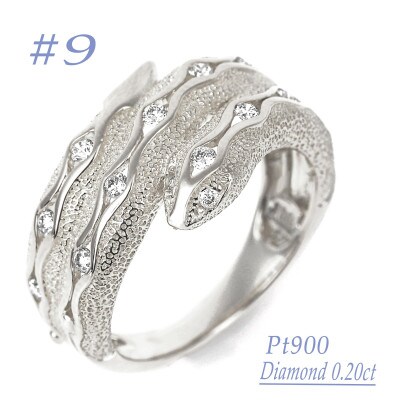 PT900 ダイヤ0.20CT 蛇リングγ　RCR0013DI-P #9