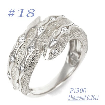 PT900 ダイヤ0.20CT 蛇リングγ　RCR0013DI-P #18