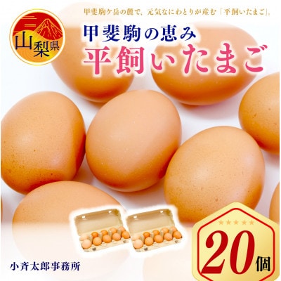 甲斐駒の恵み・着色料無添加の平飼いたまご20個