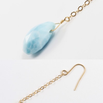 【山梨県】【ジュエリー】K18 Larimar/ラリマー ピアス