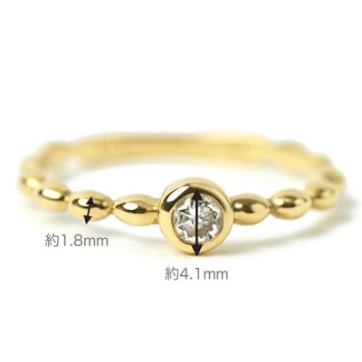 【山梨県】【ジュエリー】K18 Puku/プク ダイヤモンド0.1ct リング　8号