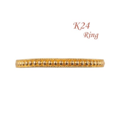 【山梨県】【ジュエリー】K24 pure gold / ミル打ち リング 12号
