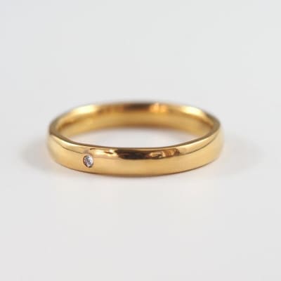 【山梨県】【ジュエリー】K24 pure gold /ダイヤ 甲丸 リング 12号