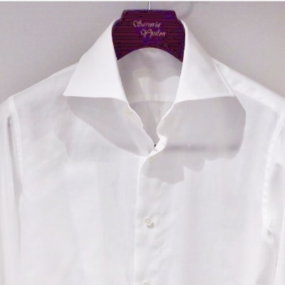 ハンドメイド　ドレスシャツ　 白　Lサイズ　cotton100% 140番双糸ツイル生地