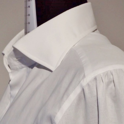 ハンドメイド　ドレスシャツ　 白　Lサイズ　cotton100% 140番双糸ツイル生地