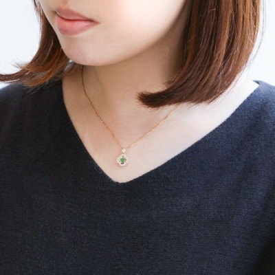 K18 エメラルド&ダイヤ クローバーペンダント(0.26ct) 63-8570