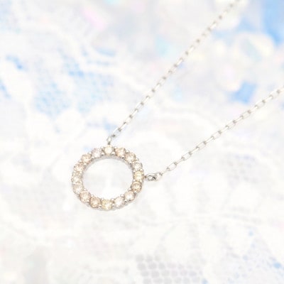 プラチナ 0.2ctダイヤモンド　サークルペンダントネックレス　HH018645