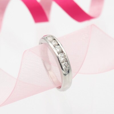 PT900 0.48ct 一文字ダイヤモンド リング　#12　HR-009152