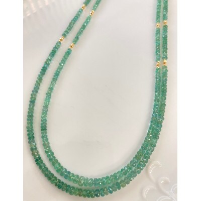 K18イエローゴールド エメラルド2連 ロングネックレス | 山梨県  