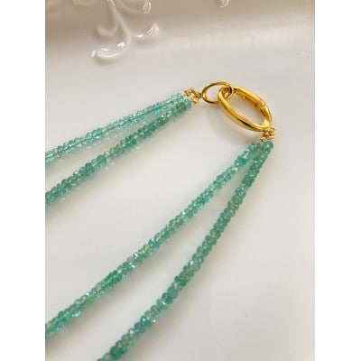 鑑別書] K18 エメラルド、K18ミラーカット ネックレス