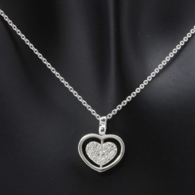 K18WG ダイヤモンド 0.08ct ブラックダイヤ 0.08ct ハートペンダント(1点)