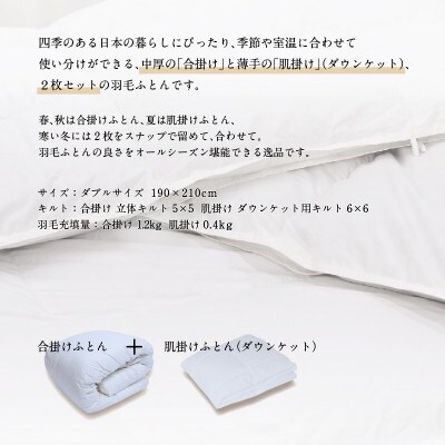 【富士新幸謹製】DOWNPASS 二枚合わせ 羽毛ふとん・ダブル|ハンガリーグースダウン93%