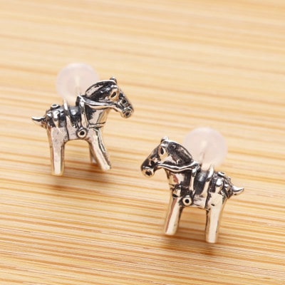 【縄文アクセサリーDo_goods】SILVER　925製コメ馬形埴輪ピアス　700-093