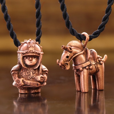 【縄文アクセサリーDo_goods】純銅製ネックレス馬形埴輪&挂甲の武人セット　　　　700-095