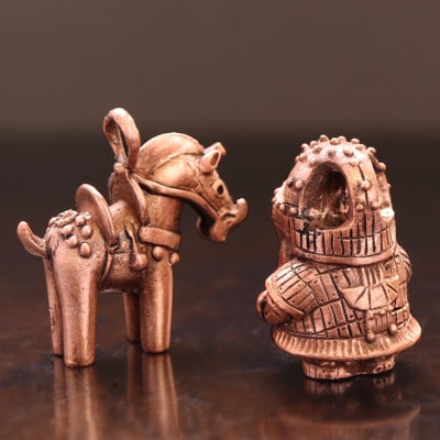 【縄文アクセサリーDo_goods】純銅製ネックレス馬形埴輪&挂甲の武人セット　　　　700-095