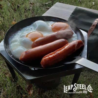 LEAPSTEEL 取っ手がとれる鉄フライパン3点セット ケース付(カーキ)キャンプ用品