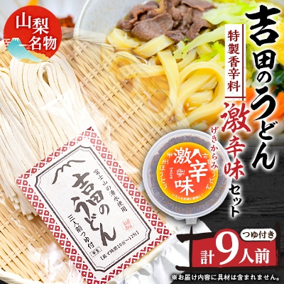 名物吉田のうどん3人前袋つゆ付き×3個、香辛料激辛味×1個　