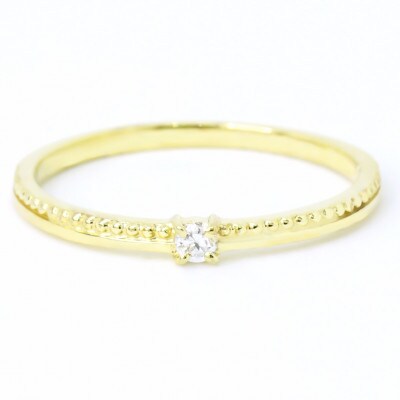 【サイズ:12号】K10YG丸玉ラインデザインダイヤリング R4129DI-Y2