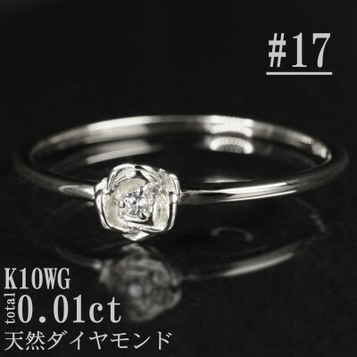 【サイズ:17号】K10WGローズデザインダイヤモンドリング R4121DI-2