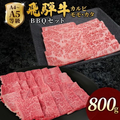 飛騨牛 BBQセット 計800g カルビ 400g +もも・カタ焼肉用400g 肉のひぐち