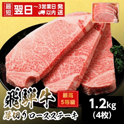 飛騨牛 最高5等級 厚切りロースステーキ 1.2kg 300g×4枚 ステーキ 養老ミート