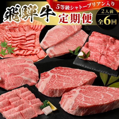 5等級 シャトーブリアン入り 飛騨牛 定期便 全6回 計2.46kg すき焼き ステーキ 養老ミート