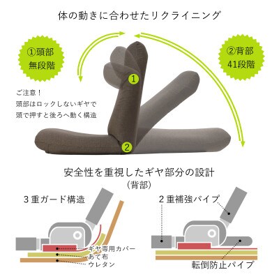 産学連携 ヘッドレスト付きハイバック座椅子 ブラウン