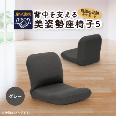 産学連携　背中を支える美姿勢座椅子5　グレー