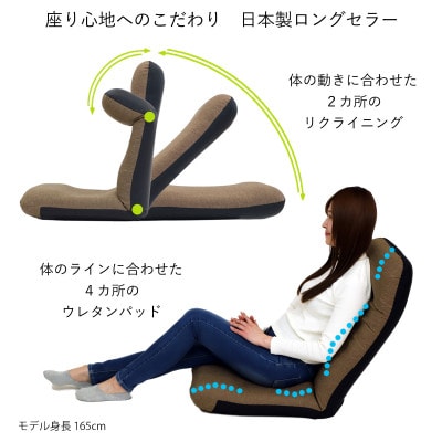 しっかりウレタン ヘッドリクライニング座椅子 グレー