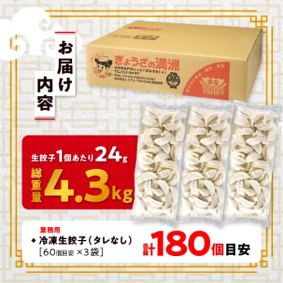 業務用冷凍生餃子3袋(180個)　ぎょうざの満洲