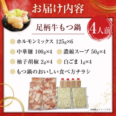 【鶏白湯】足柄牛もつ鍋4人前!お肉約750g