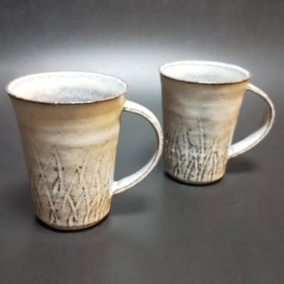 白釉手付マグカップ(2客)