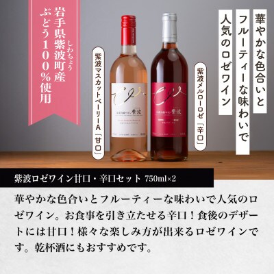 紫波ロゼワイン甘口・辛口セット(メルローロゼ・マスカットベーリーA 各1本)