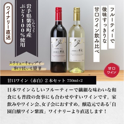 【自園自醸ワイン紫波】甘口ワイン赤・白　計2本セット