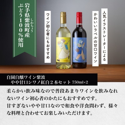 【自園自醸ワイン紫波】やや甘口シワノ紅白2本セット