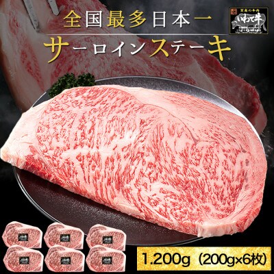 【最多日本一黒毛和】いわて牛 サーロインステーキ 1,200g(200g×6枚)真空パック 冷凍