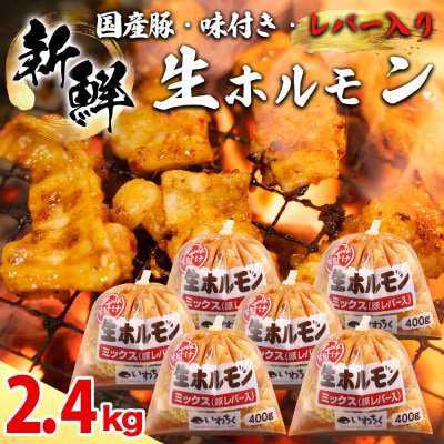 ホルモンミックス 国産豚 味付け レバー入り 2.4kg(400g×6パック) 冷凍 生ホルモン