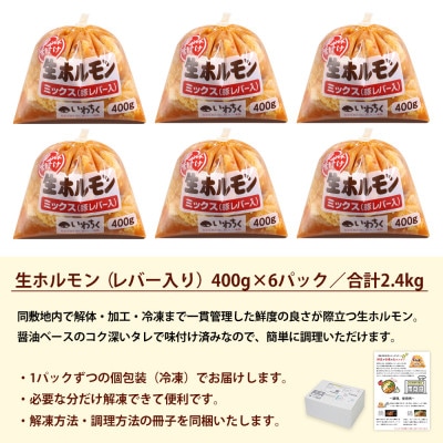 ホルモンミックス 国産豚 味付け レバー入り 2.4kg(400g×6パック) 冷凍 生ホルモン