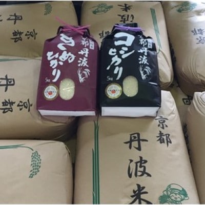 【毎月定期便】契約栽培米　京都丹波産こしひかり100%(5kg)・きぬひかり100%(5kg)全6回