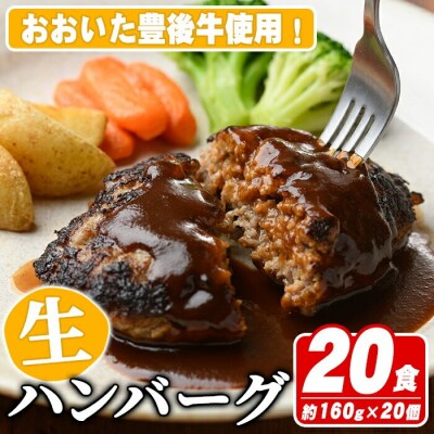 おおいた豊後牛生ハンバーグ3.2kg(160g×20個) 【110200401】【吉野】