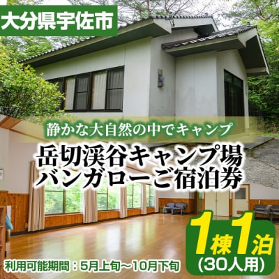削除　岳切渓谷キャンプ場ご宿泊券(バンガロー30人用)【104800500】【宇佐市役所院内支所】
