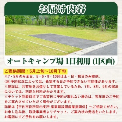 岳切渓谷キャンプ場 オートキャンプ場1日利用(1区画)【104800100】【宇佐市役所院内支所】