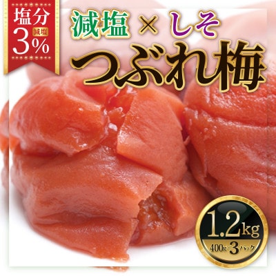 紀州南高梅《つぶれ梅セット》しそ漬け梅　塩分3%(1.2kg)